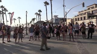 Street Preacher Rebukes Half Naked Girls in Bikinis @ US Open of Surfing Huntington Beach