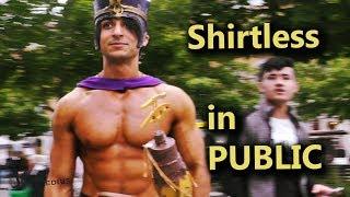 Shirtless Bodybuilder in Public Reactions!