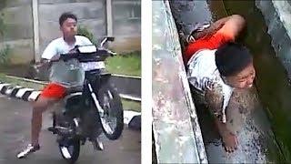 Mayayabang na rider EPIC FAILS (NAHULOG SA KANAL HAHAHA)