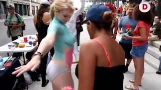 Performing body painting on Women - Listen to music and watch video the body art artist