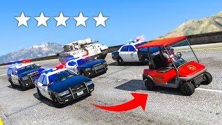 CAN YOU ESCAPE 5 STARS IN A GOLF CART? - (GTA 5 Funny Moments)