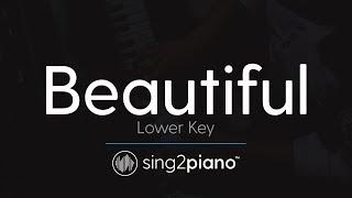 Beautiful (Lower Key - Piano Karaoke Instrumental) Bazzi & Camila Cabello